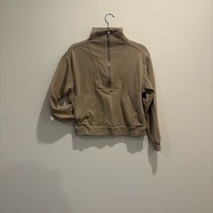 Everlane The Track Half Zip Tan Sweatshirt Size S NWOT